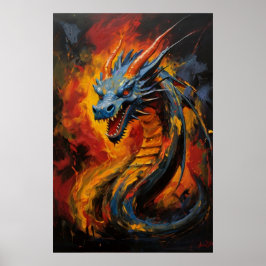 Póster Dragón respiratorio de fantasía