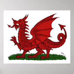 Póster Dragón Rojo de Gales
