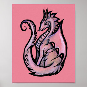Póster Dragón rosa