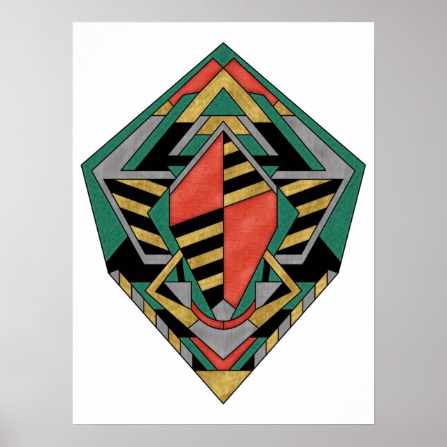 Póster Dragon’s Egg Metallic Geometric Abstract (Frente)