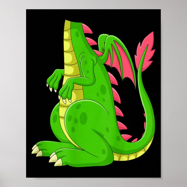 Póster Dragon Shirt Adult Men Women Kids Green Dragon Cos (Frente)