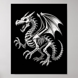 Póster Dragon Skeleton Halloween Fantasy Niños Chicas