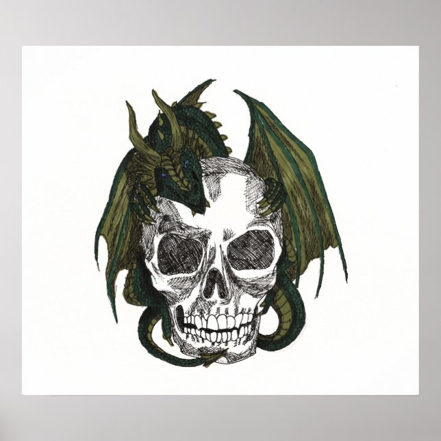 Póster Dragón sosteniendo el cráneo (Frente)