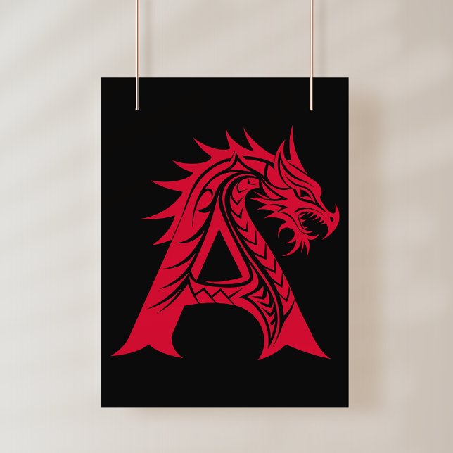 Póster Dragon Styled Letter A, Dragon Alphabet, Monogram (Subido por el creador)