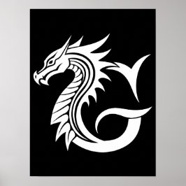Póster Dragon Styled Letter G, Dragon Alphabet, Monogram