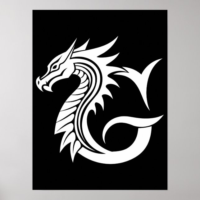 Póster Dragon Styled Letter G, Dragon Alphabet, Monogram (Frente)