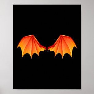 Póster Dragon T Wings Halloween Naranja De Disfraces En L