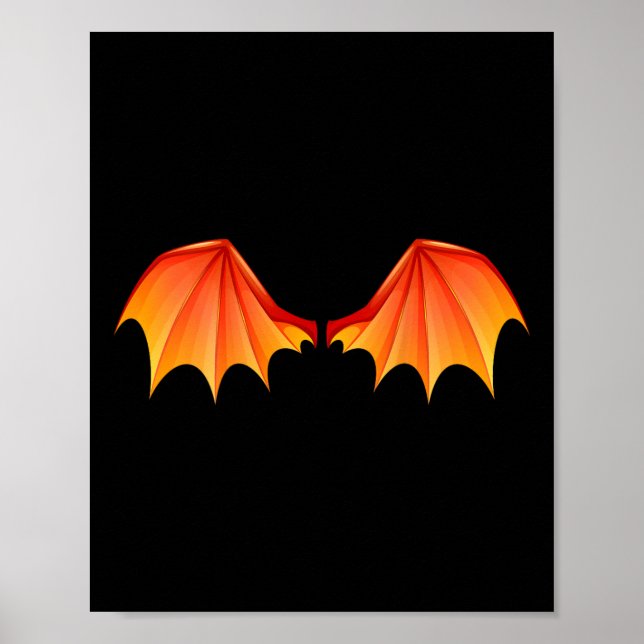 Póster Dragon T Wings Halloween Naranja De Disfraces En L (Frente)