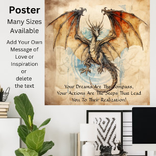 Póster Dragón - Tus Sueños Son La Brújula