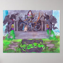 Póster Dragon Unicorn Temple Chica Baby Spell