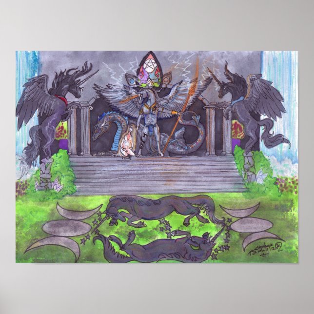 Póster Dragon Unicorn Temple Chica Baby Spell (Frente)