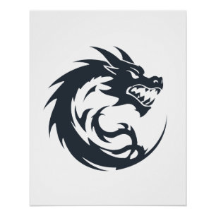 Póster Dragon Vector Art Animal Moderno Ciudad Urbana Grá
