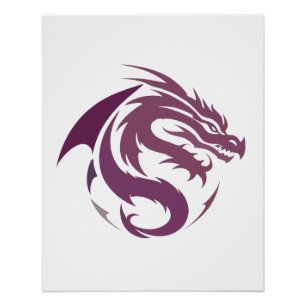 Póster Dragon Vector Art Animal Moderno Ciudad Urbana Grá