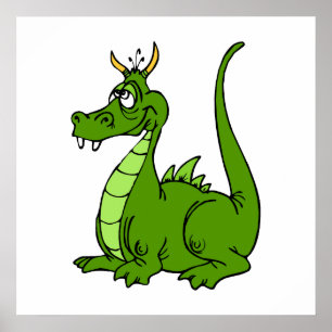 Póster Dragón verde goofy