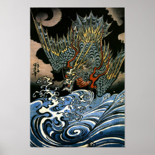 Póster Dragón y espíritu del agua Kuniyoshi Bella Artes