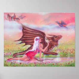 Póster Dragón y princesa "Adormidera y Polly" por Renee