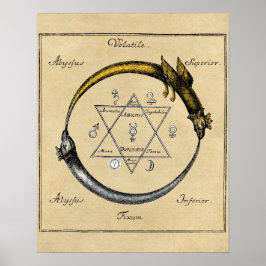 Póster Dragón y serpiente Ouroboros Mandala