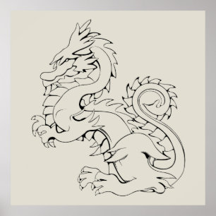 Póster Dragones asiáticos Tatsu son criaturas míticas de 