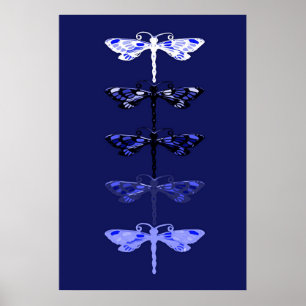 Póster Dragones azules