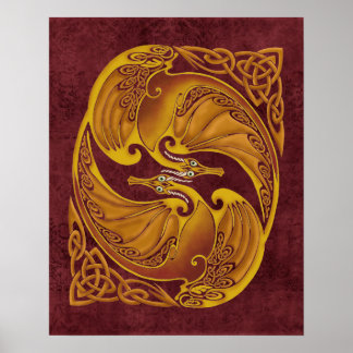 Póster Dragones celtas ornamentales