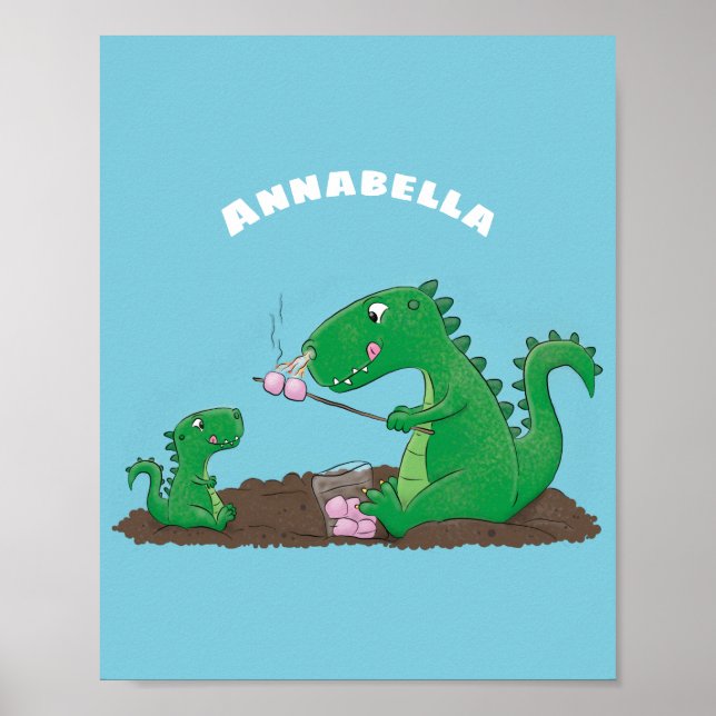 Póster dragones cortos asando malvaviscos personalizado (Frente)
