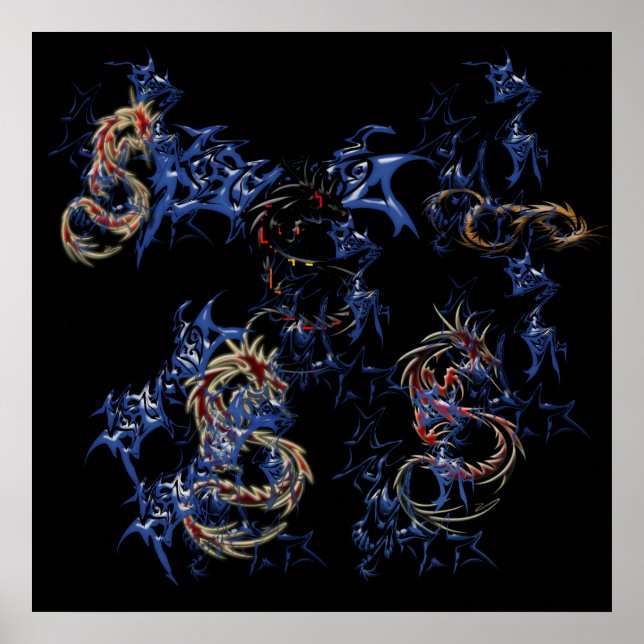 Póster Dragones de fantasía (Frente)