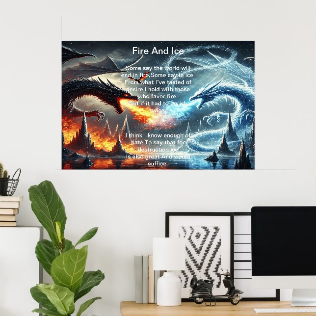 Póster Dragones de fuego y hielo (Oficina en casa)