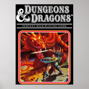 Póster Dragones de mazmorras retro