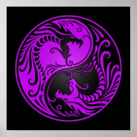 Dragones de Yang morado y negro