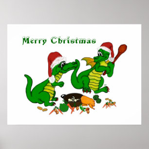 Póster Dragones - ¡Feliz Navidad! - hoy cocinaré