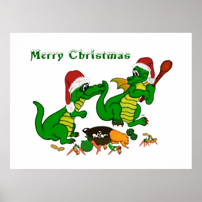 Póster Dragones - ¡Feliz Navidad! - hoy cocinaré (Frente)