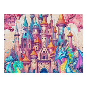 Póster Dragones y Castillo