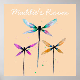 Póster Dragonflies acuarela bonito