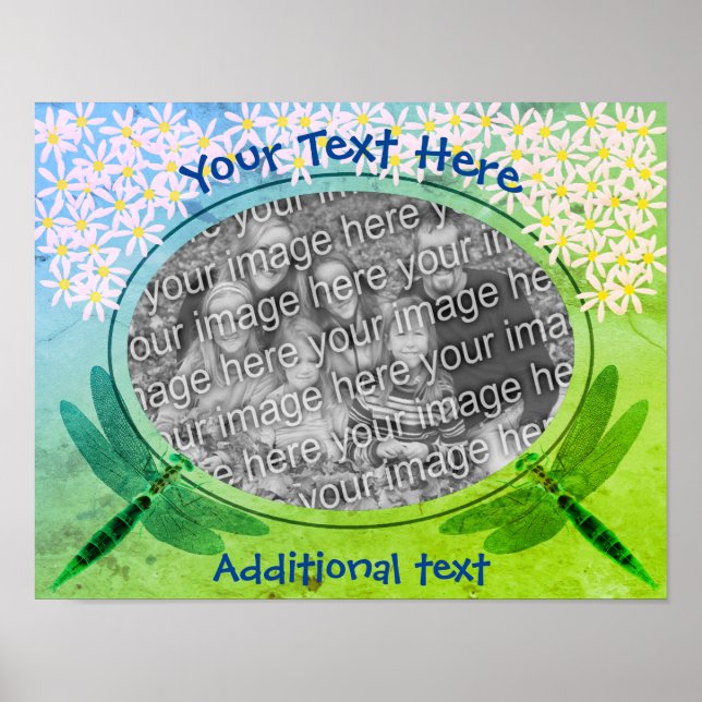 Póster Dragonflies Daisies Fotograma Crea tu propio (Frente)