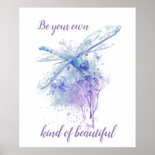 Póster Dragonfly acuático original en Blue Mauve