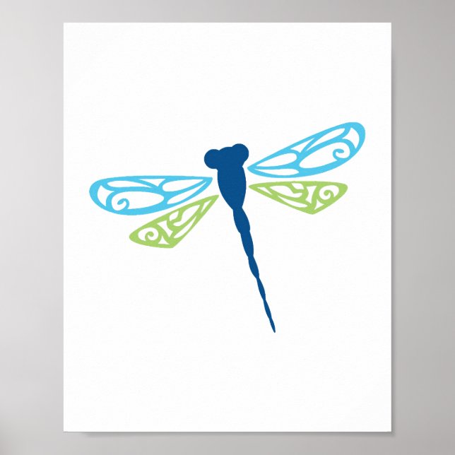 Póster Dragonfly azul y verde (Frente)