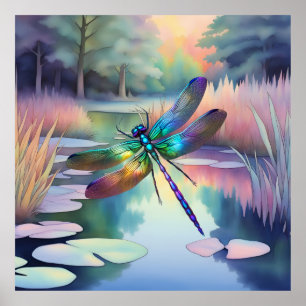 Póster Dragonfly By the Pond