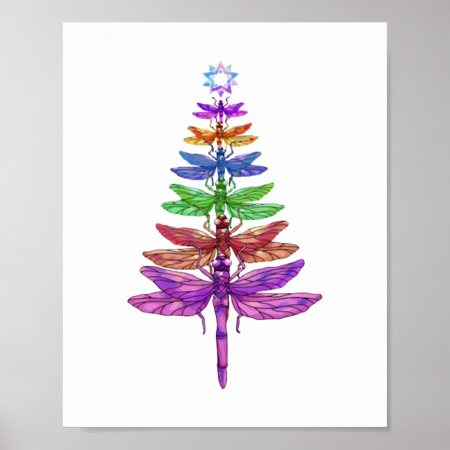 Póster Dragonfly Christmas Tree Shirt Inspire Lover Xmas  (Frente)