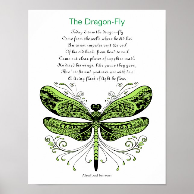 Póster Dragonfly Poem by Alfred Lord Tennyson (Frente)