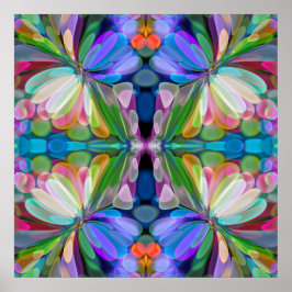Póster Dragonfly Wildflower Garden Abstract Floral