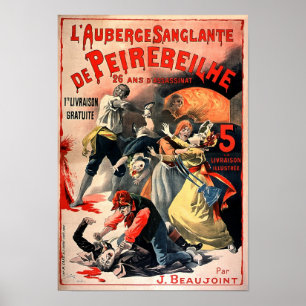 Póster Drama de asesinato francés de L Auberge Sanglante