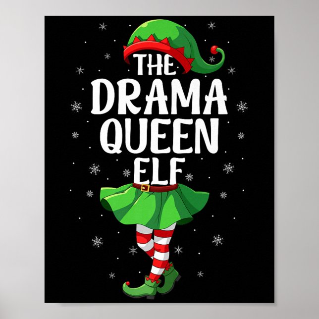 Póster Drama Queen Elf Christmas Girls Women Elf Squad Xm (Frente)