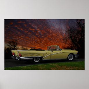 Póster Dramatic 1958 Buick convertible poster