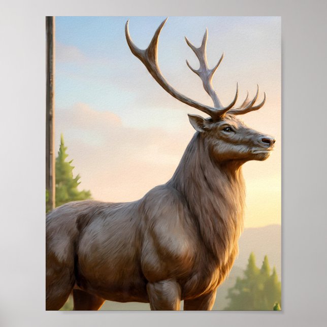Póster Dramatic Animal Art: Robust Reindeer Portrait (Frente)