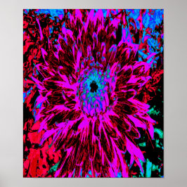 Póster Dramática Crimson Red, Purple y Black Dahlia