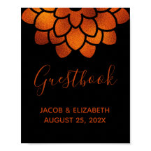 Dramática flor de cobre en Rótulo Boda negro