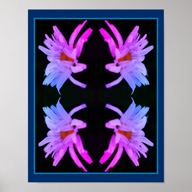 Póster Dramática Flor De Daisy Abstracto Tintado (Frente)