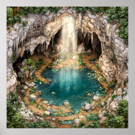 Póster Dramático Lago Subterráneo Cavern - Luz y forma