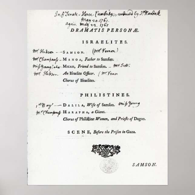 Póster Dramatis Personae for Samson (Frente)