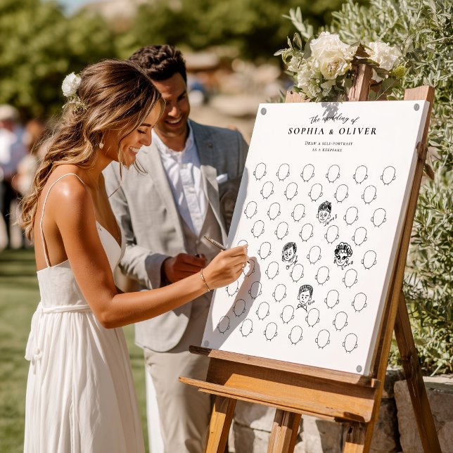 Póster Draw Your Face 50 Guests Book Wedding Fun (Subido por el creador)